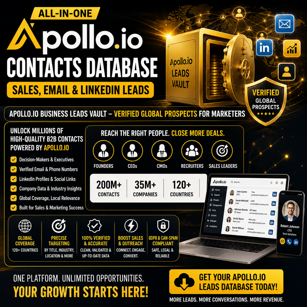 All-in-One Apollo.io Contacts Database – Sales, Email & LinkedIn Leads