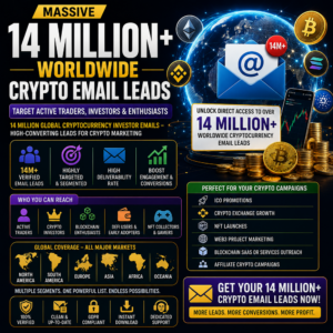 14 Million Worldwide Crypto Email Leads – Target Active Traders, Investors & Enthusiasts