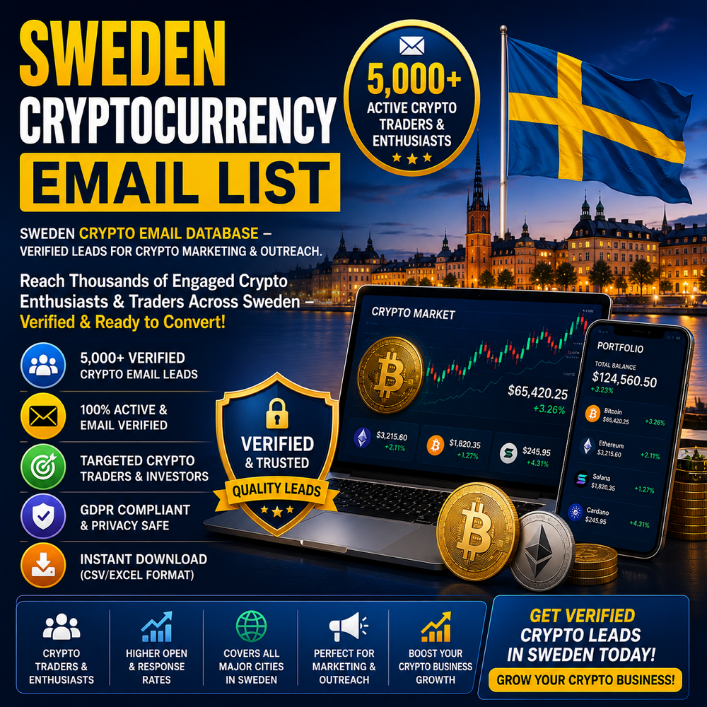 Sweden Cryptocurrency Email List – 5,000+ Active Crypto Traders & Enthusiasts