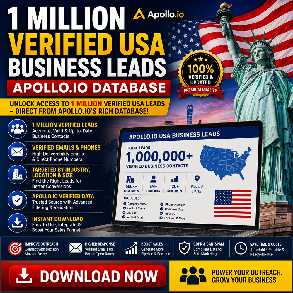 1 Million Verified USA Business Leads – Apollo.io Database