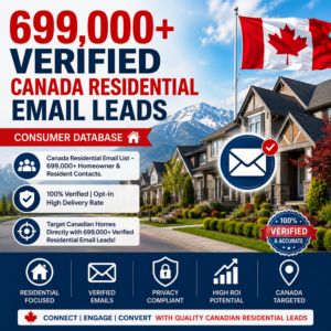 699,000+ Verified Canada Residential Email Leads – Consumer Database