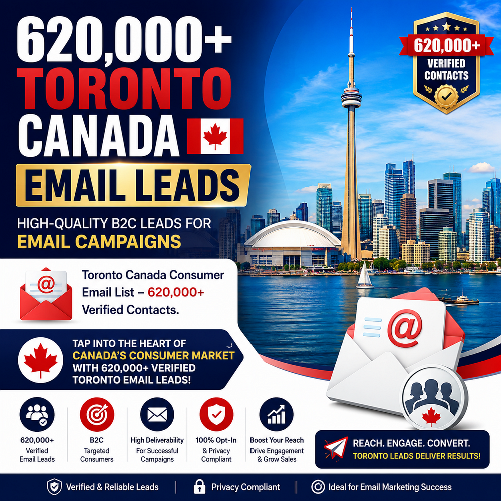 620,000 Toronto Canada Email Leads – High-Quality B2C Leads for Email Campaigns