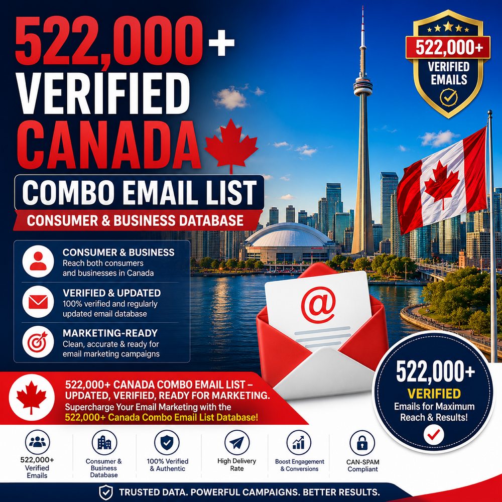 522,000+ Verified Canada Combo Email List – Consumer & Business Database