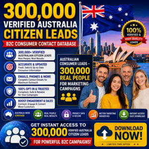 300,000 Verified Australia Citizen Leads – B2C Consumer Contact Database
