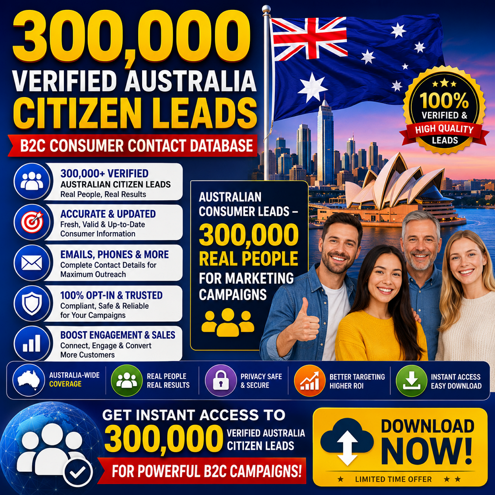 300,000 Verified Australia Citizen Leads – B2C Consumer Contact Database