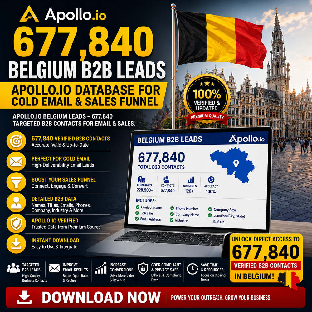 677,840 Belgium B2B Leads – Apollo.io Database for Cold Email & Sales Funnel