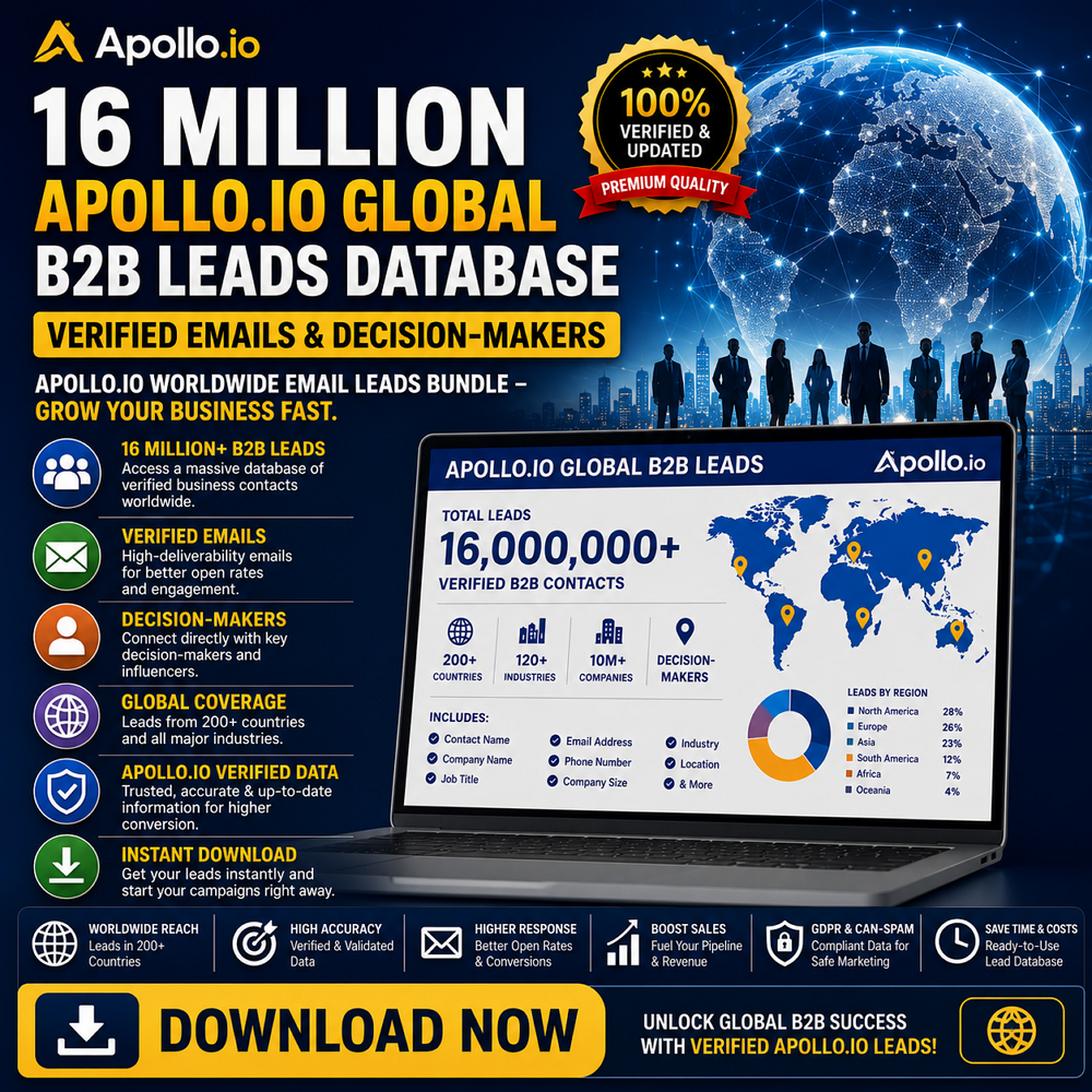 Apollo.io Global B2B Leads Database – Verified Emails & Decision-Makers