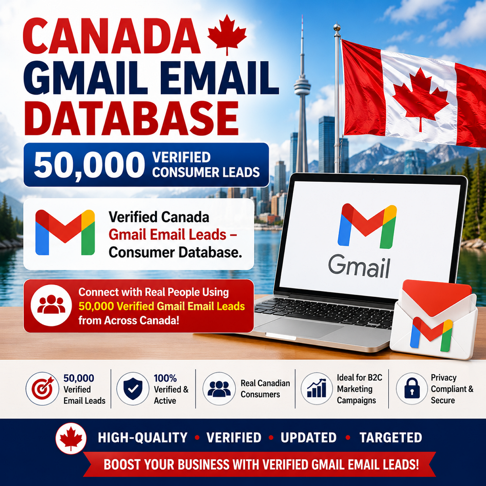 Canada Gmail Email Database – 50,000 Verified Consumer Leads