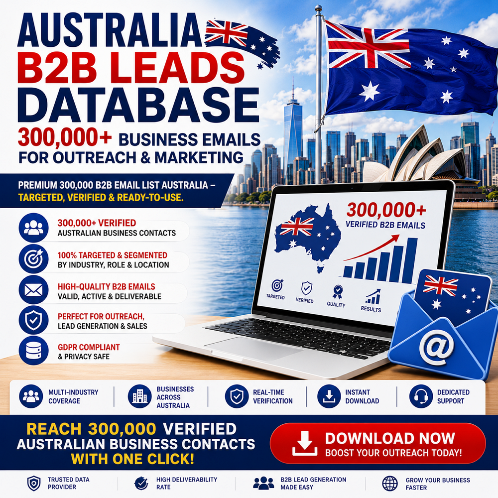 Australia B2B Leads Database – 300,000+ Business Emails for Outreach & Marketing