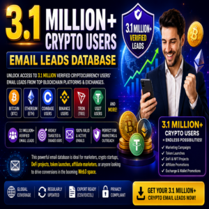 3.1 Million+ CRYPTO Users Email Leads Database (BTC, Eth, Coinbase, Tron, USDT, Binance, etc Leads)