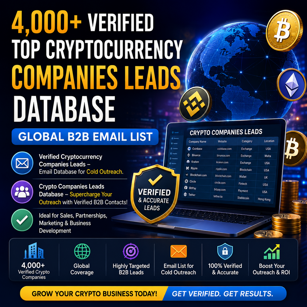 4,000+ Verified Top Crypto Companies Leads Database – Global B2B Email List