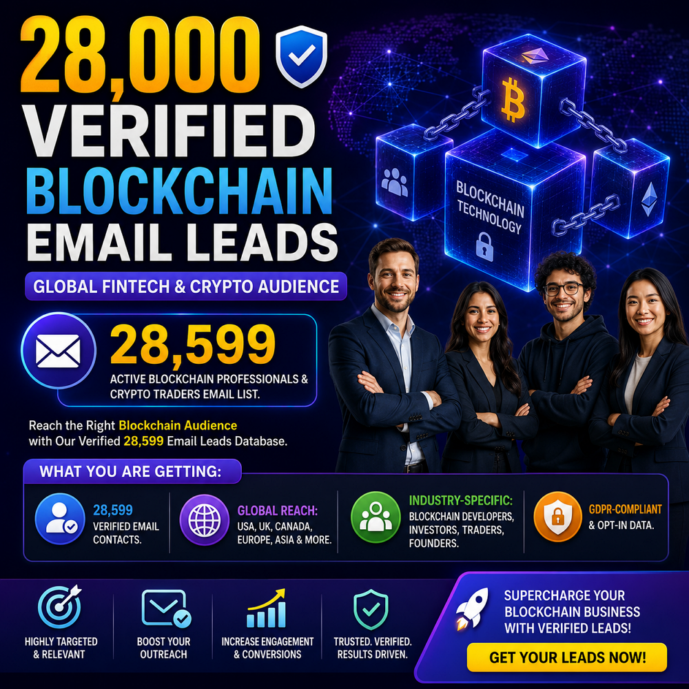 28,000 Verified Blockchain Email Leads – Global Fintech & Crypto Audience