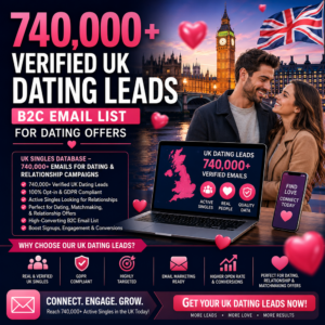 740,000+ Verified UK Dating Leads – B2C Email List for Dating Offers