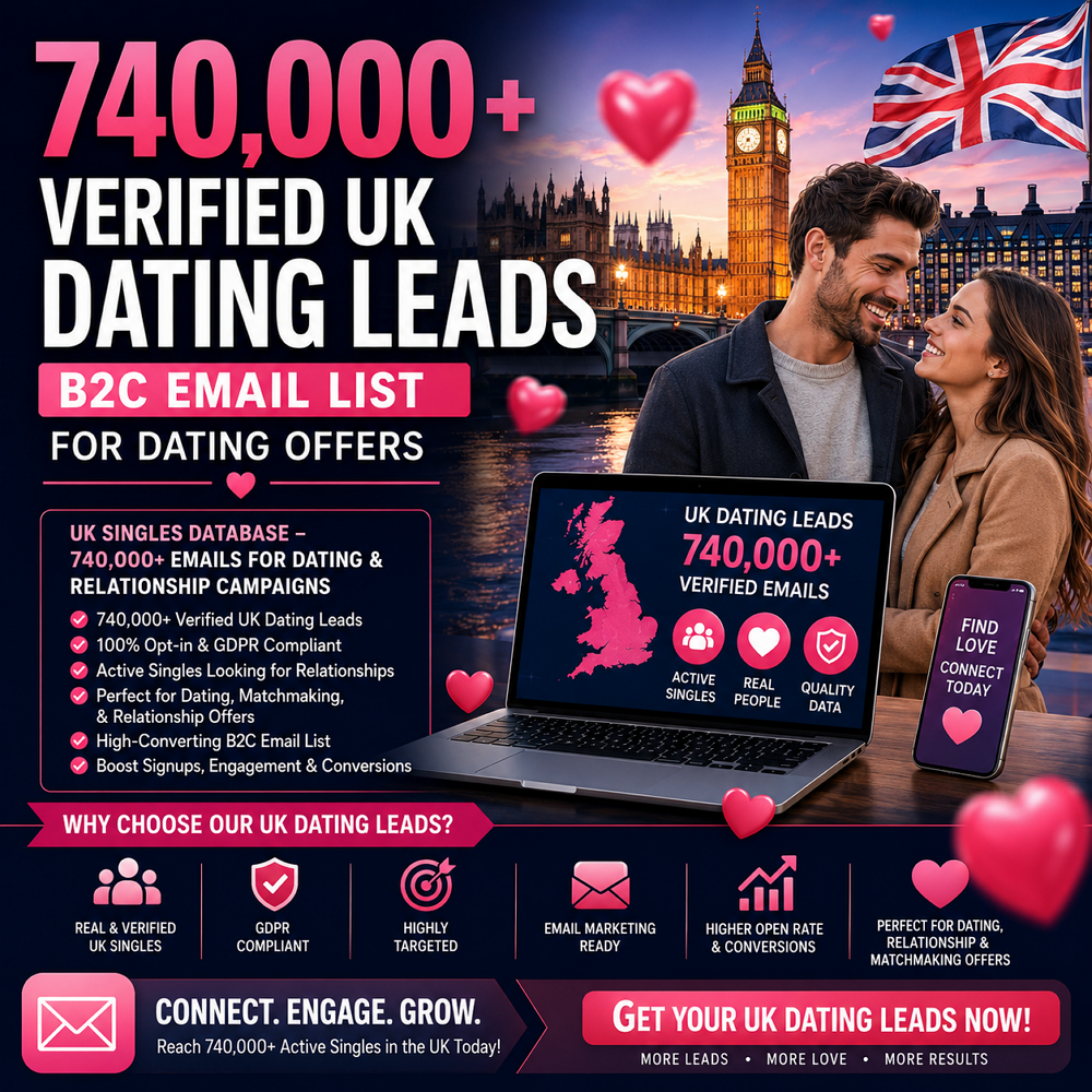 740,000+ Verified UK Dating Leads – B2C Email List for Dating Offers