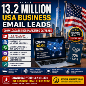 13.2 Million USA Business Email Leads – Downloadable B2B Marketing Database