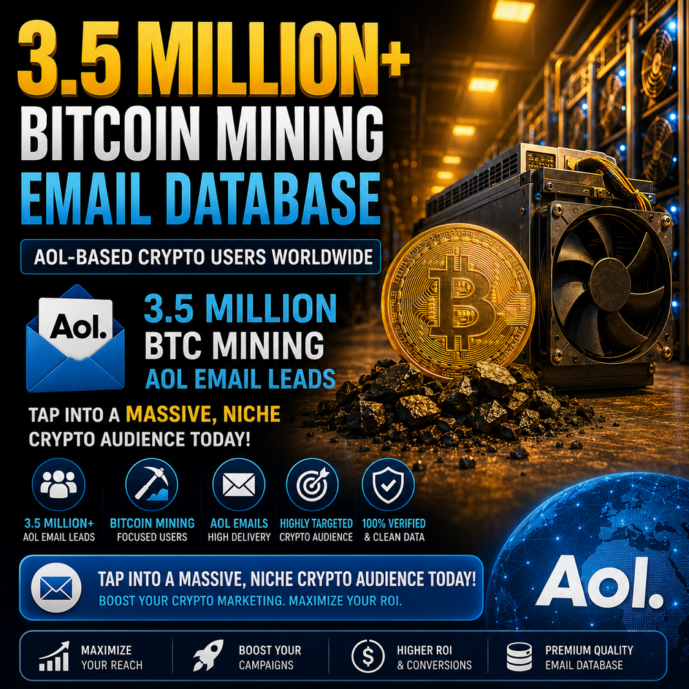 3.5 Million+ Bitcoin Mining Email Database – AOL-Based Crypto Users Worldwide