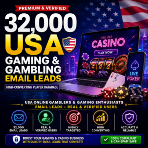 32,000 USA Gaming & Gambling Email Leads – High-Converting Player Database