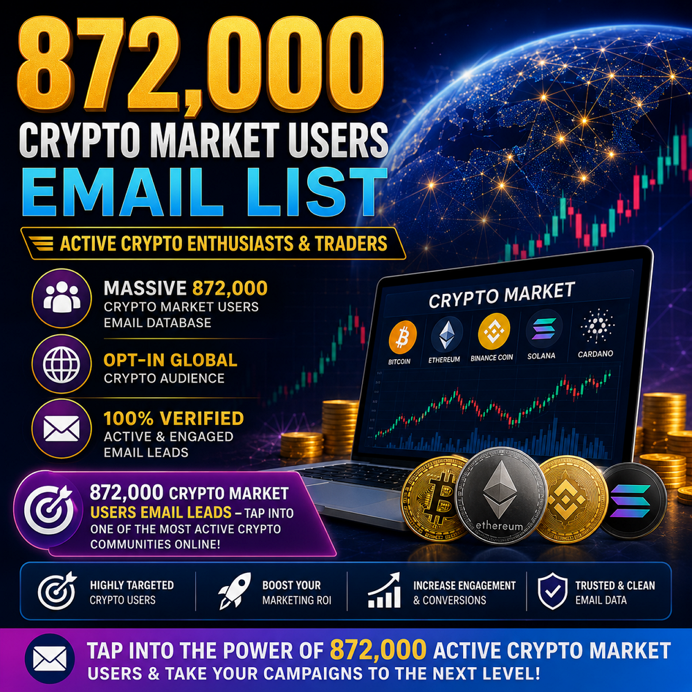 872,000 Crypto Market Users Email List – Active Crypto Enthusiasts & Traders