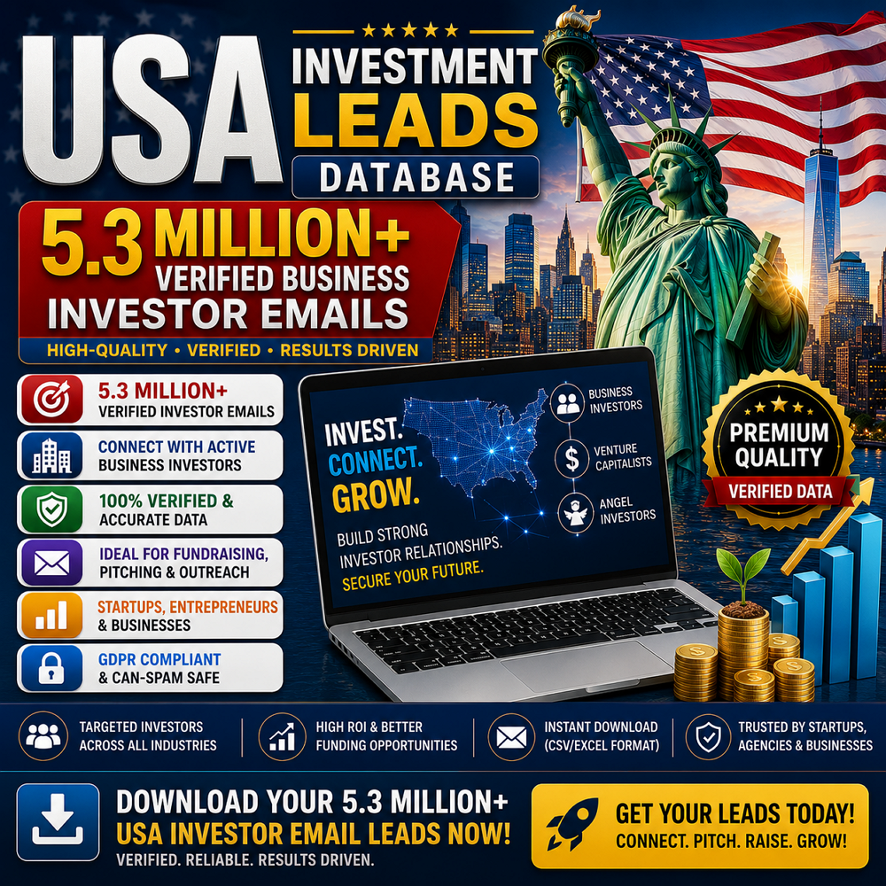 USA Investment Leads Database – 5.3 Million+ Verified Business Investor Emails