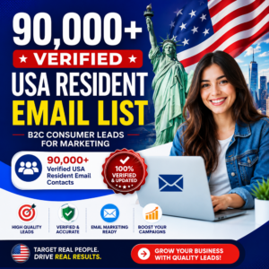 90,000+ Verified USA Resident Email List – B2C Consumer Leads for Marketing