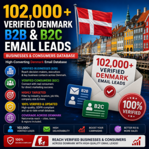 102,000+ Verified Denmark B2B & B2C Email Leads – Businesses & Consumers Database