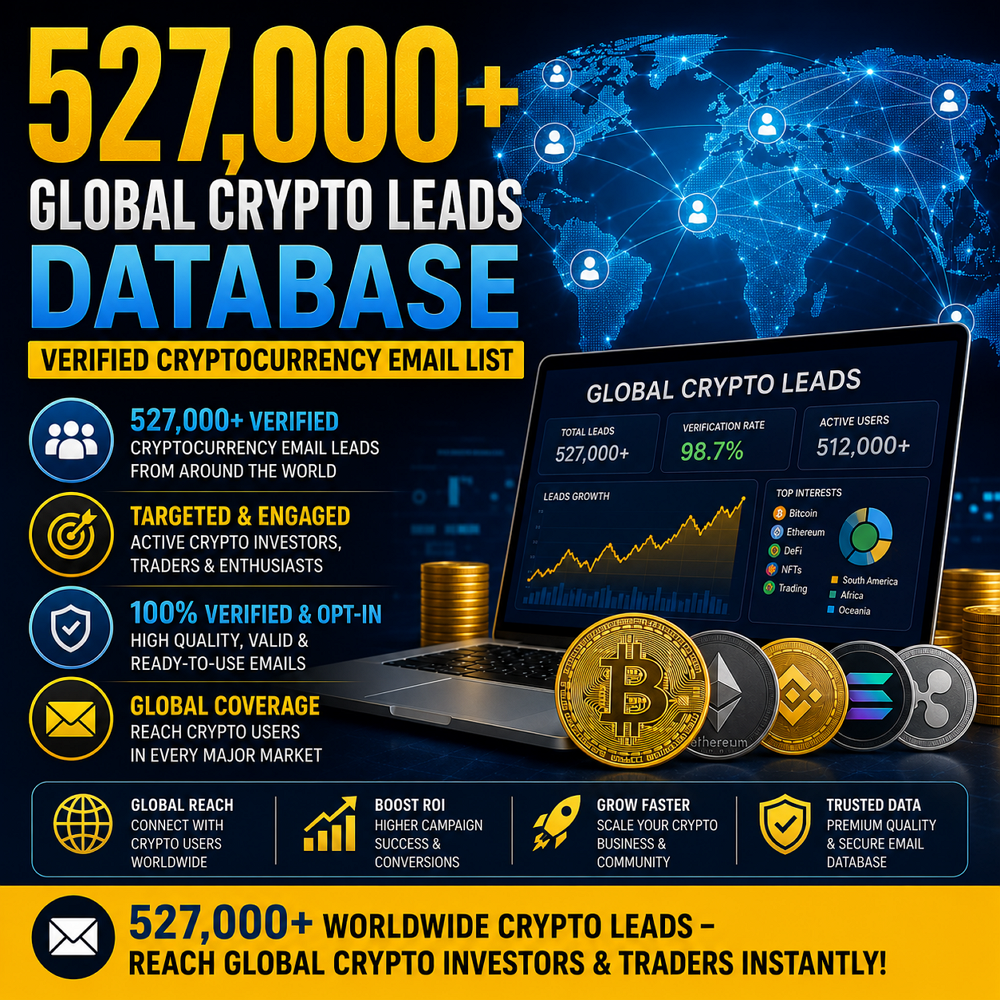 527,000+ Global Crypto Leads Database – Verified Cryptocurrency Email List