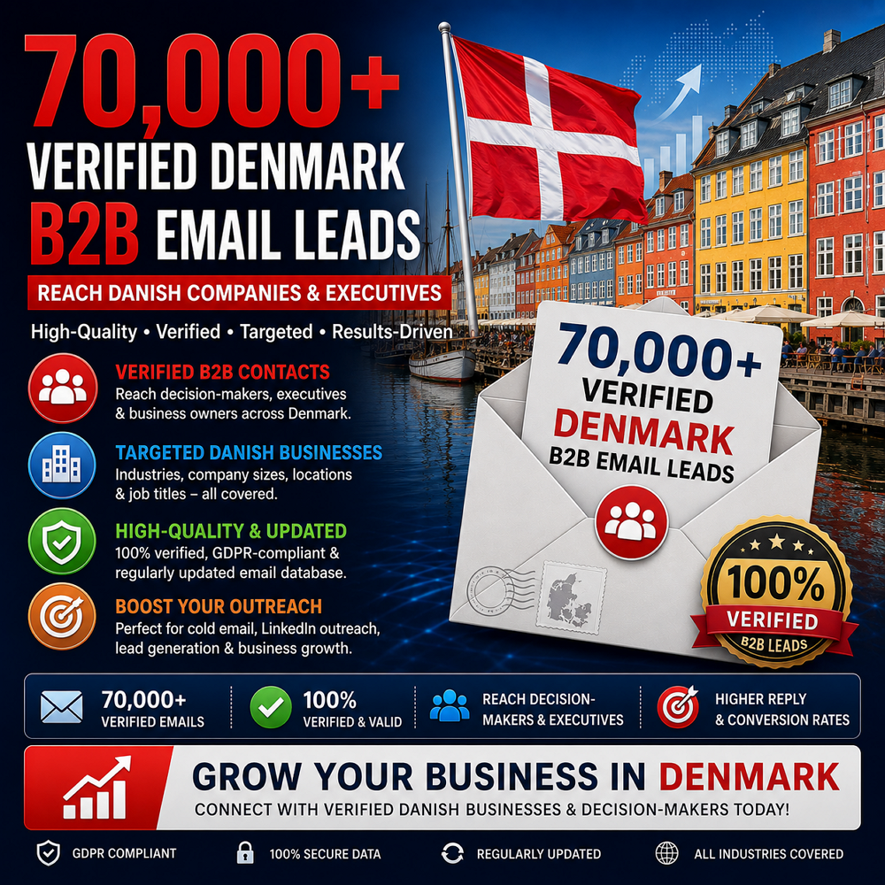 70,000+ Verified Denmark B2B Email Leads – Reach Danish Companies & Executives