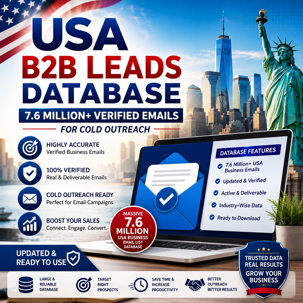 USA B2B Leads Database – 7.6 Million+ Verified Emails for Cold Outreach