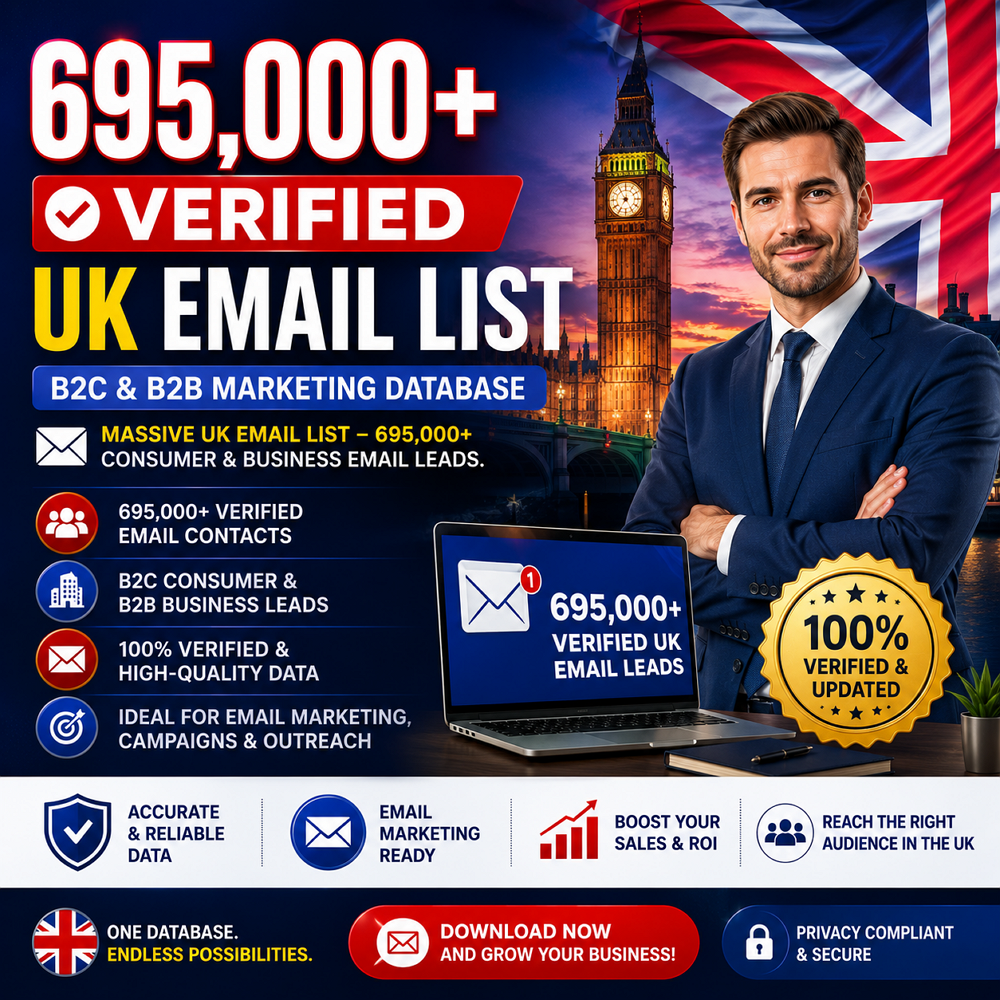 695,000+ Verified UK Email List – B2C & B2B Marketing Database