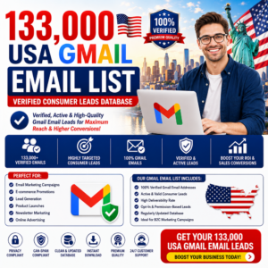 133,000 USA Gmail Email List – Verified Consumer Leads Database