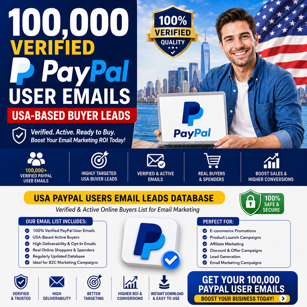 100,000 Verified PayPal User Emails – USA-Based Buyer Leads