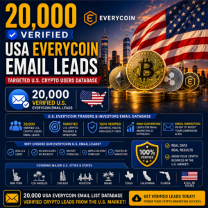 20,000 Verified USA Everycoin Email Leads – Targeted U.S. Crypto Users Database
