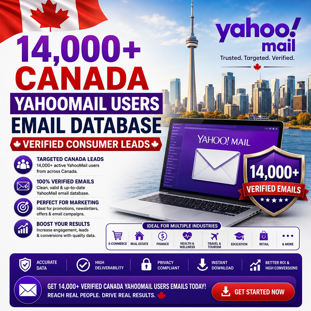 14,000+ Canada YahooMail Users Email Database – Verified Consumer Leads