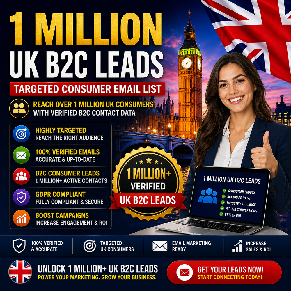 1 Million UK B2C Leads – Targeted Consumer Email List