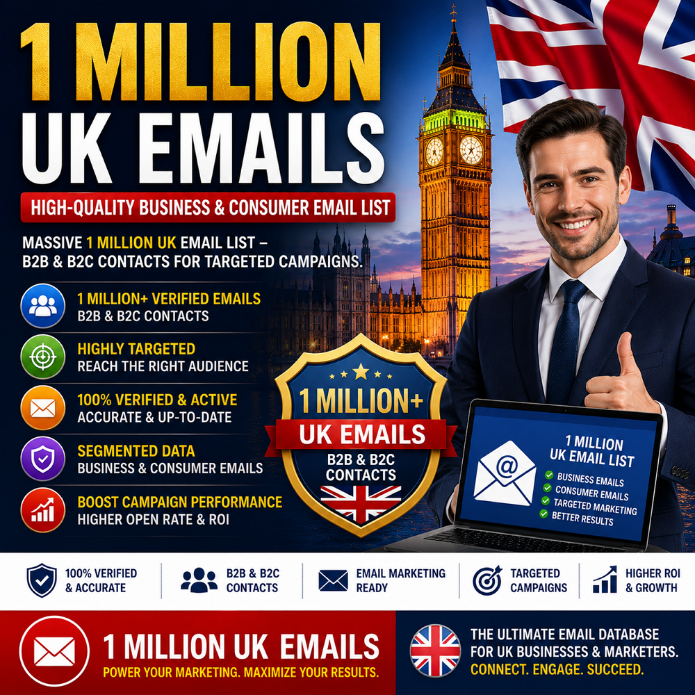 1 Million UK Emails – High-Quality Business & Consumer Email List