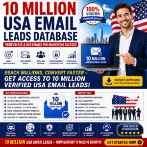 10 Million USA Email Leads Database – Verified B2C & B2B Emails for Marketing Success