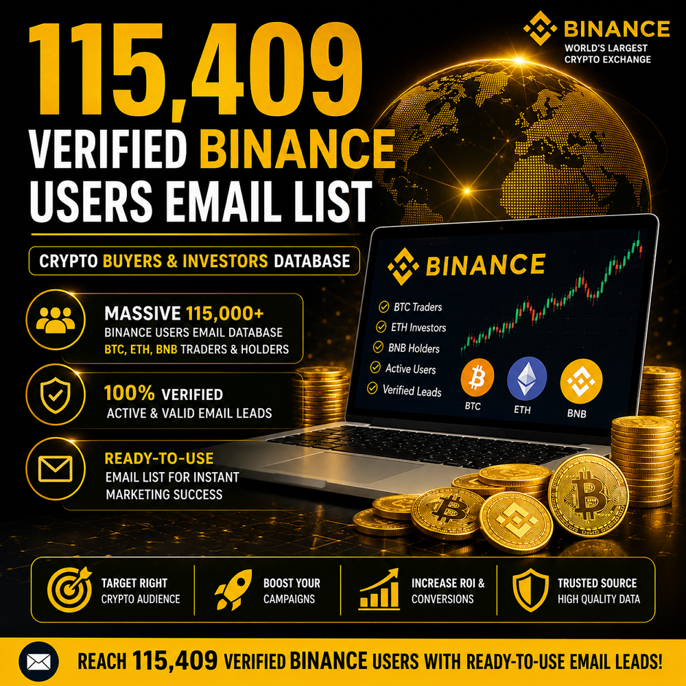 115,000+ Verified Binance Users Email List – Crypto Buyers & Investors Database