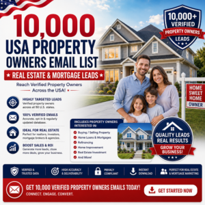 USA Property Owners Email List – Real Estate & Mortgage Leads