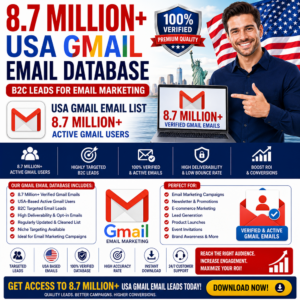 8.7 Million USA Gmail Email Database – B2C Leads for Email Marketing
