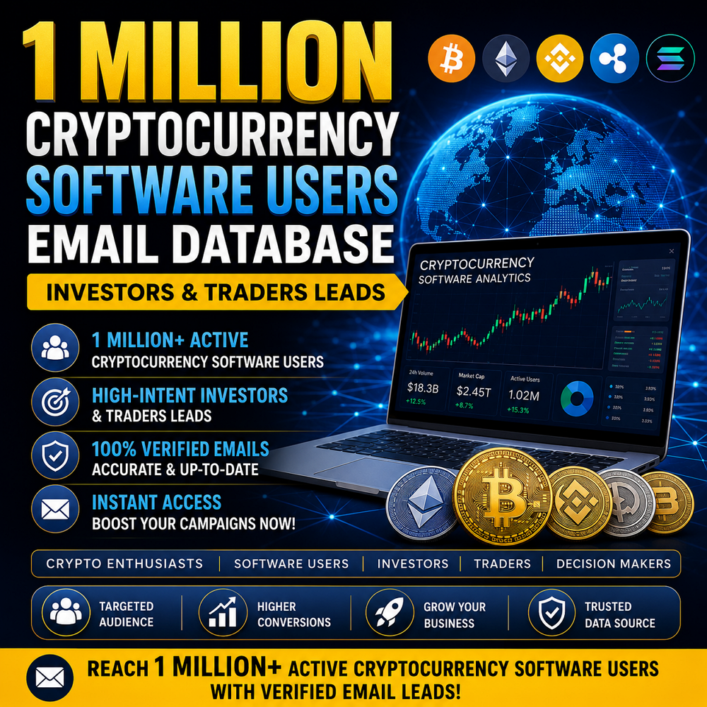 1 Million Cryptocurrency Software Users Email Database – Investors & Traders Leads