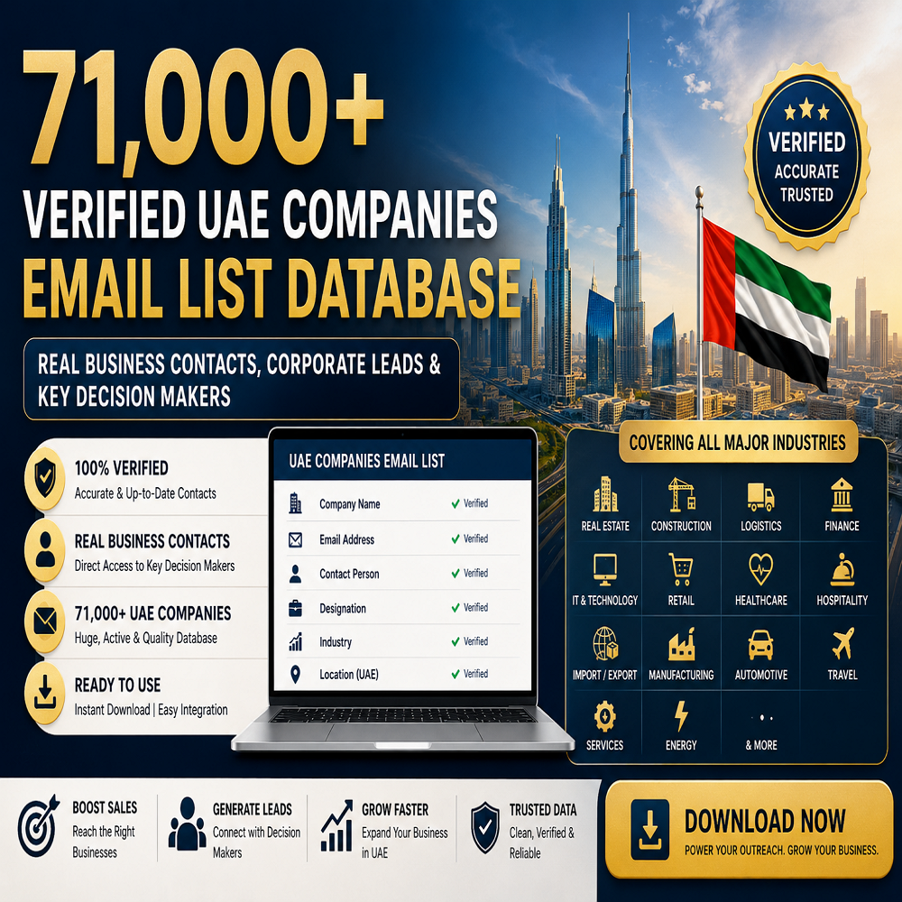 71,000+ UAE Company Email Database – Verified Corporate Emails & Business Leads