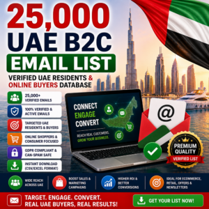 25,000 UAE B2C Email List – Verified UAE Residents & Online Buyers Database