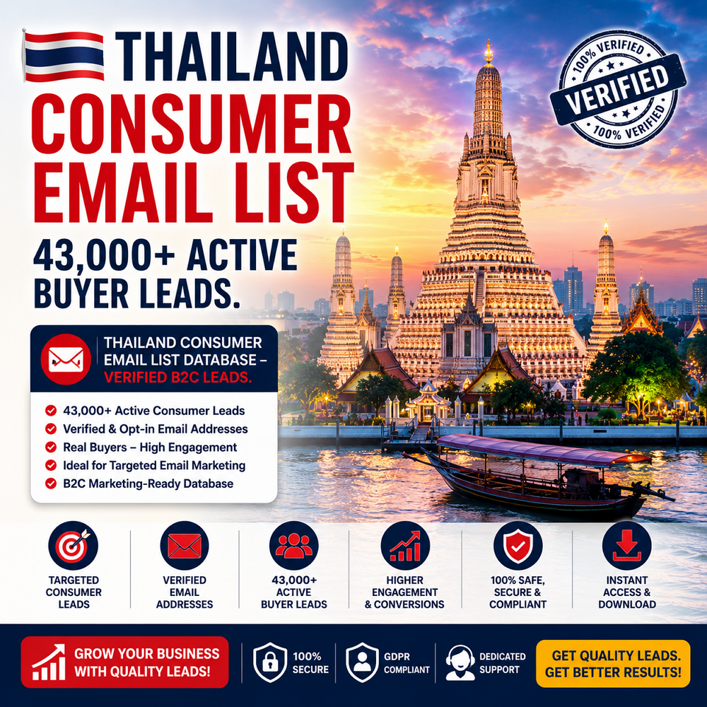 Thailand Consumer Email List – 43,000+ Active Buyer Leads