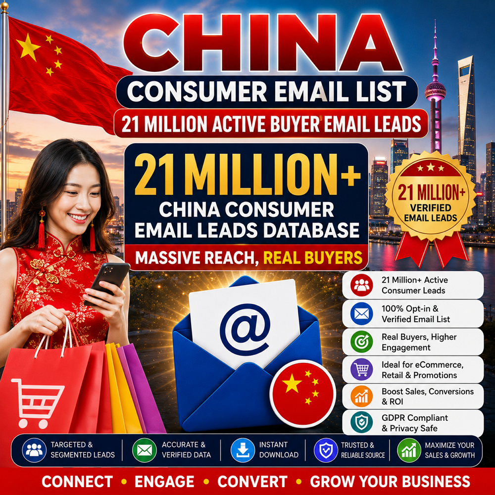 China Consumer Email List – 21 Million Active Buyer Email Leads