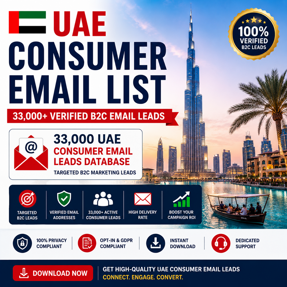 33,000 UAE Consumer Email Leads Database – Targeted B2C Marketing Leads