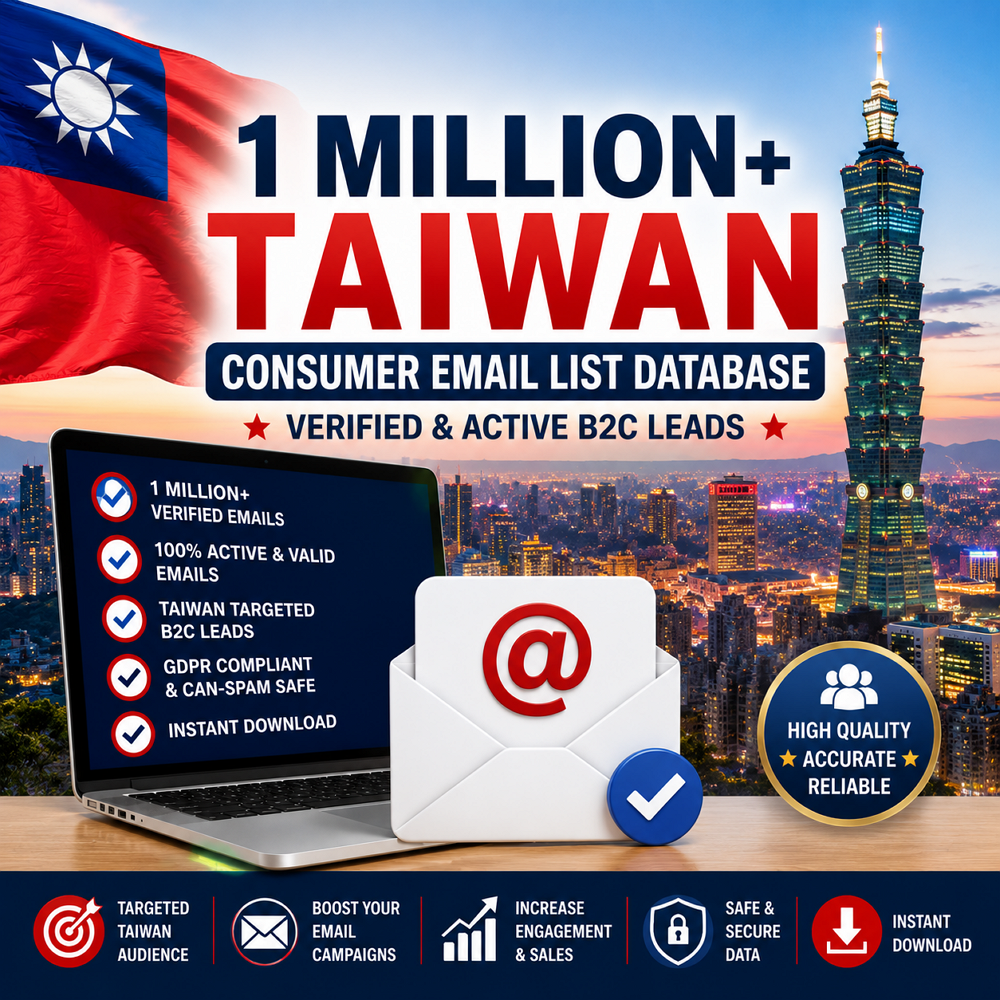 1 Million+ Taiwan Consumer Email List Database – Verified & Active B2C Leads