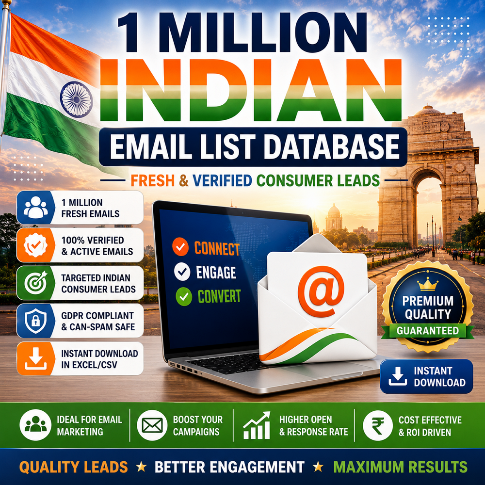 1 Million Indian Email List Database – Fresh & Verified Consumer Leads