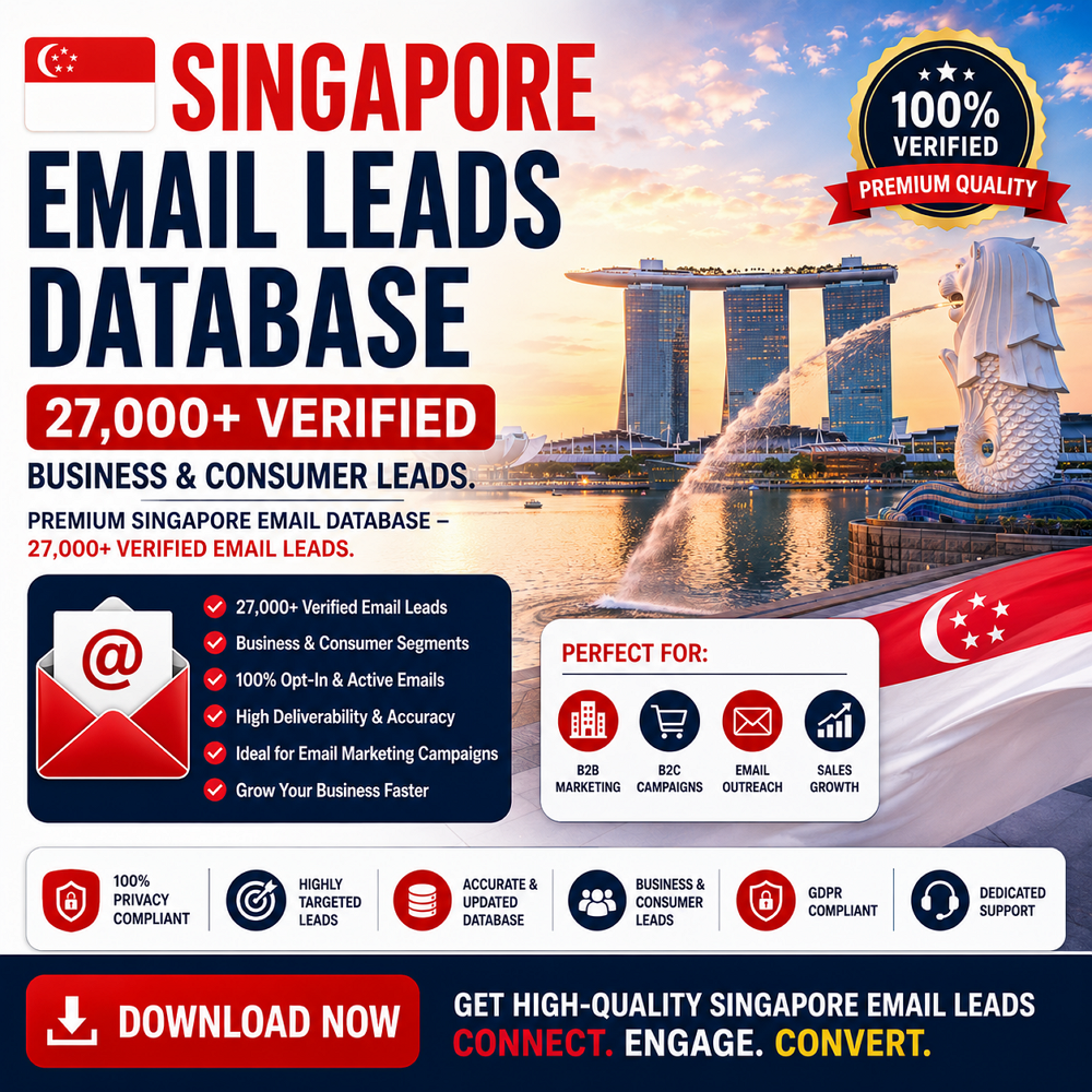 Singapore Email Leads Database – 27,000+ Verified Business & Consumer Leads
