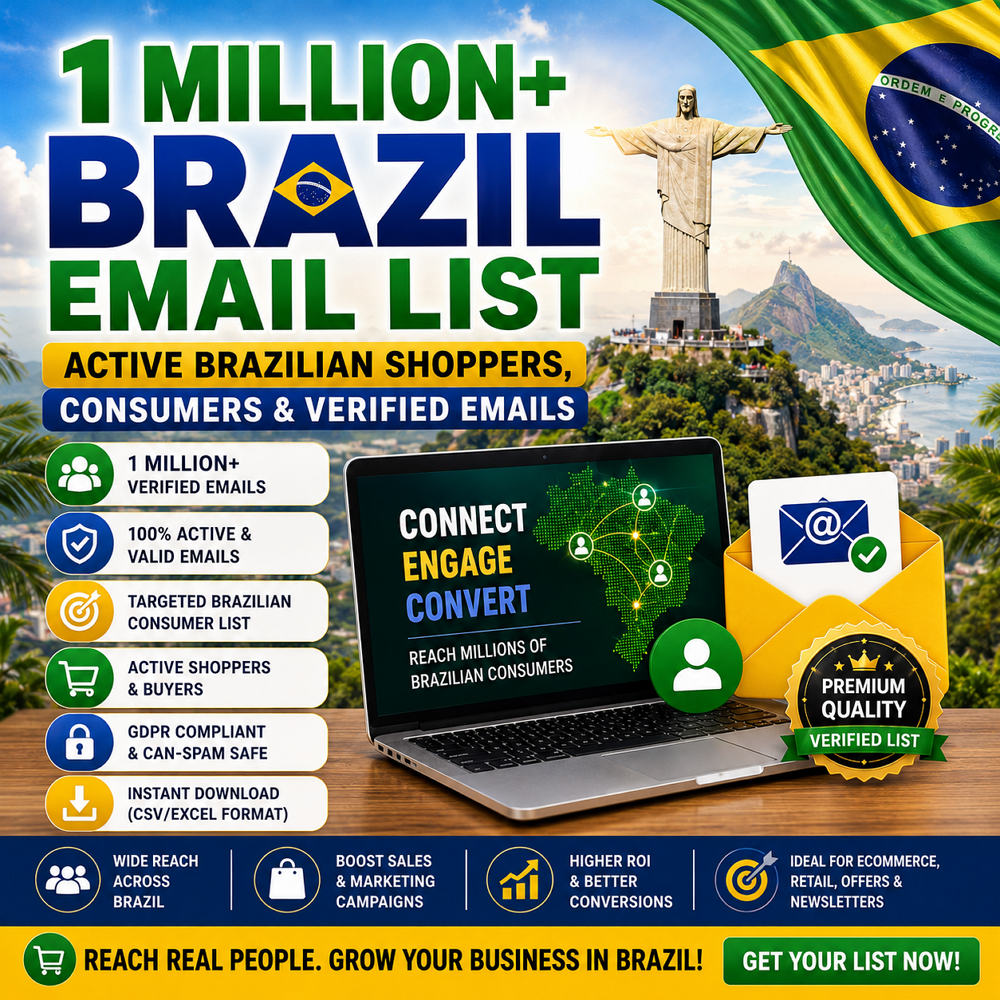 1 Million+ Brazil Email List – Active Brazilian Shoppers, Consumers & Verified Emails