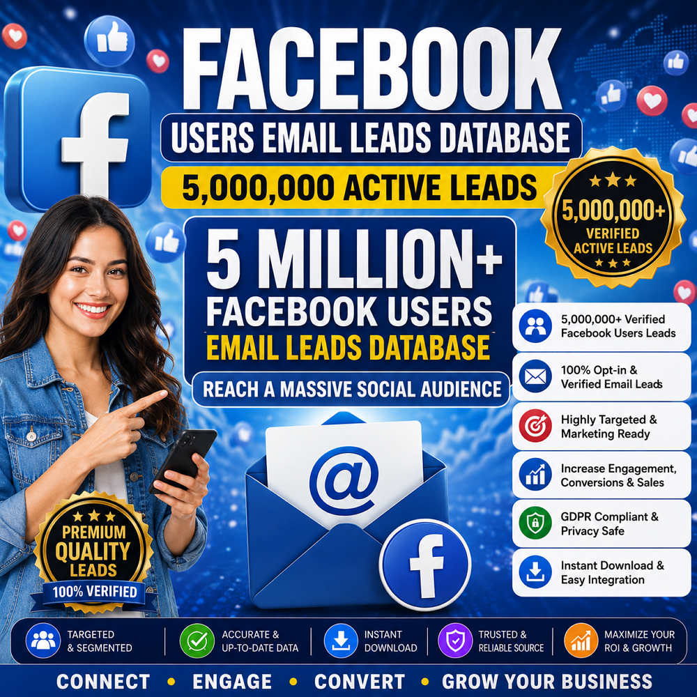 Facebook Users Email Leads Database – 5,000,000 Active Leads